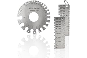3 Pcs FUNCYboo Metal Sheet Thickness Gauge & Wire Gauge Measuring Tool, Stainless Steel Metal Sheets Welding Thickness Gauge 