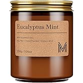 M&SENSE EucalyptusMint Scented Christmas Candle Gift, Aromatherapy Candle Set for Women, Soy Wax Candles Home Scented, Long Lasting Amber Jar Candles Gift for Christmas, Thanksgiving, Holiday