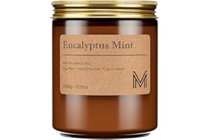 M&SENSE EucalyptusMint Scented Christmas Candle Gift, Aromatherapy Candle Set for Women, Soy Wax Candles Home Scented, Long Lasting Amber Jar Candles Gift for Christmas, Thanksgiving, Holiday