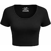 Basic Crop Tops for Women Short Sleeve T-Shirts Scoop Neck Cropped Shirts Women's Crop Top Cute Summer Tops Slim Fit Tees