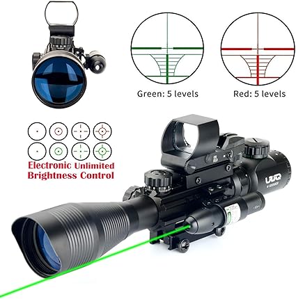 UUQ 4-12X50 Rifle Scope Red \u0026Green 
