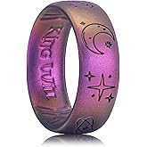King Will Mens Silicone Wedding Rings Star & Moon Unisex Rubber Wedding Bands