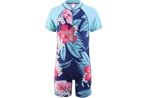 LOLLISY Boys One Piece Rash Guard Swimsuits Short Sleeve Swim Shirt for Kids UPF 50+ Sun Protection Bathing Suits 3-16 Years