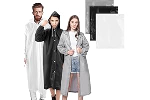 BFONS 3Pack Rain Ponchos for Adults Reusable，3 Colors EVA Raincoats for Women Men with Drawstring Hood and Sleeves，Waterproof Rain Coats Perfect for Camping, Hiking & Travel Outdoor Accessories