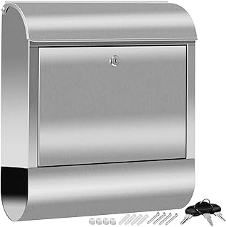 KESSER® XXL Briefkasten Edelstahl mit Zeitungsfach, gebürstet, 3x Schlüssel abschließbar, Pulverbeschichtet, Wandmontage, groß Front-Einwurf: DIN C4 = DIN A4, inkl. Montagematerial, Silber