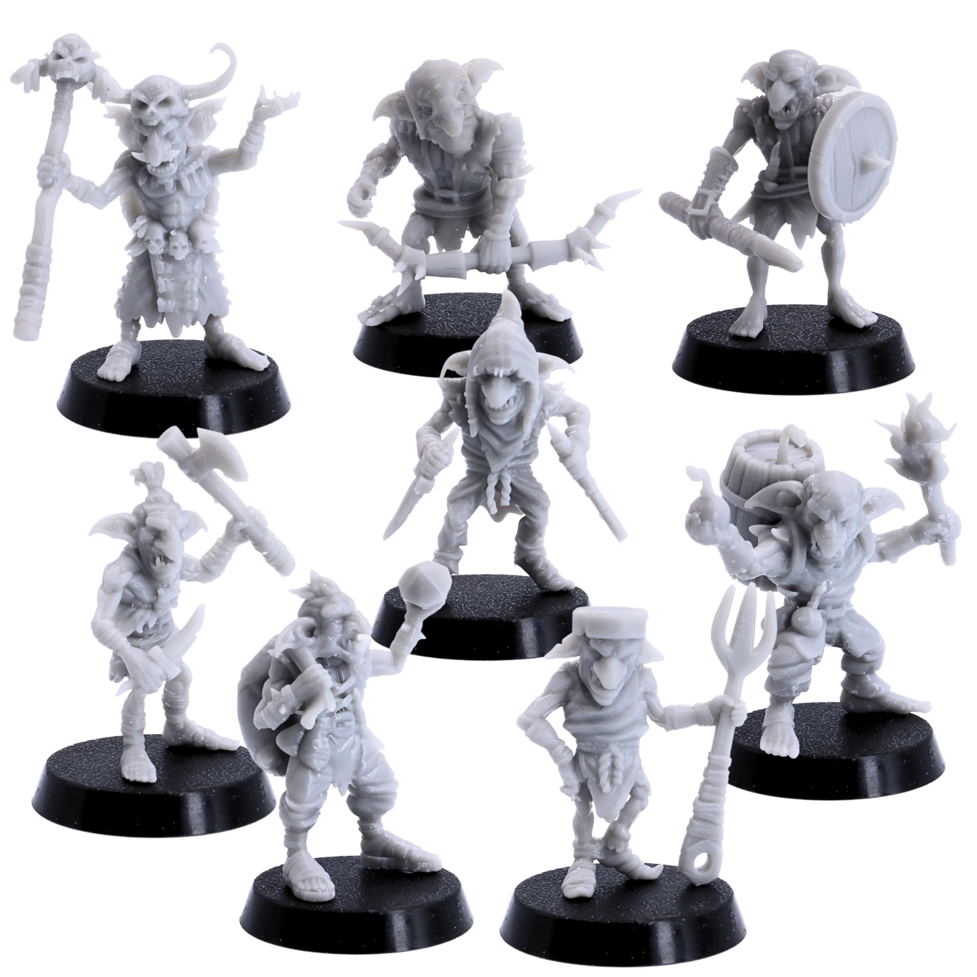 Tribal Goblin Tribe Unit Miniature Figure for 32mm Dungeons and Dragons Miniature Gaming, Tabletop Games Kobold Bundle Pack Fantasy TTRPG Role Playing Games