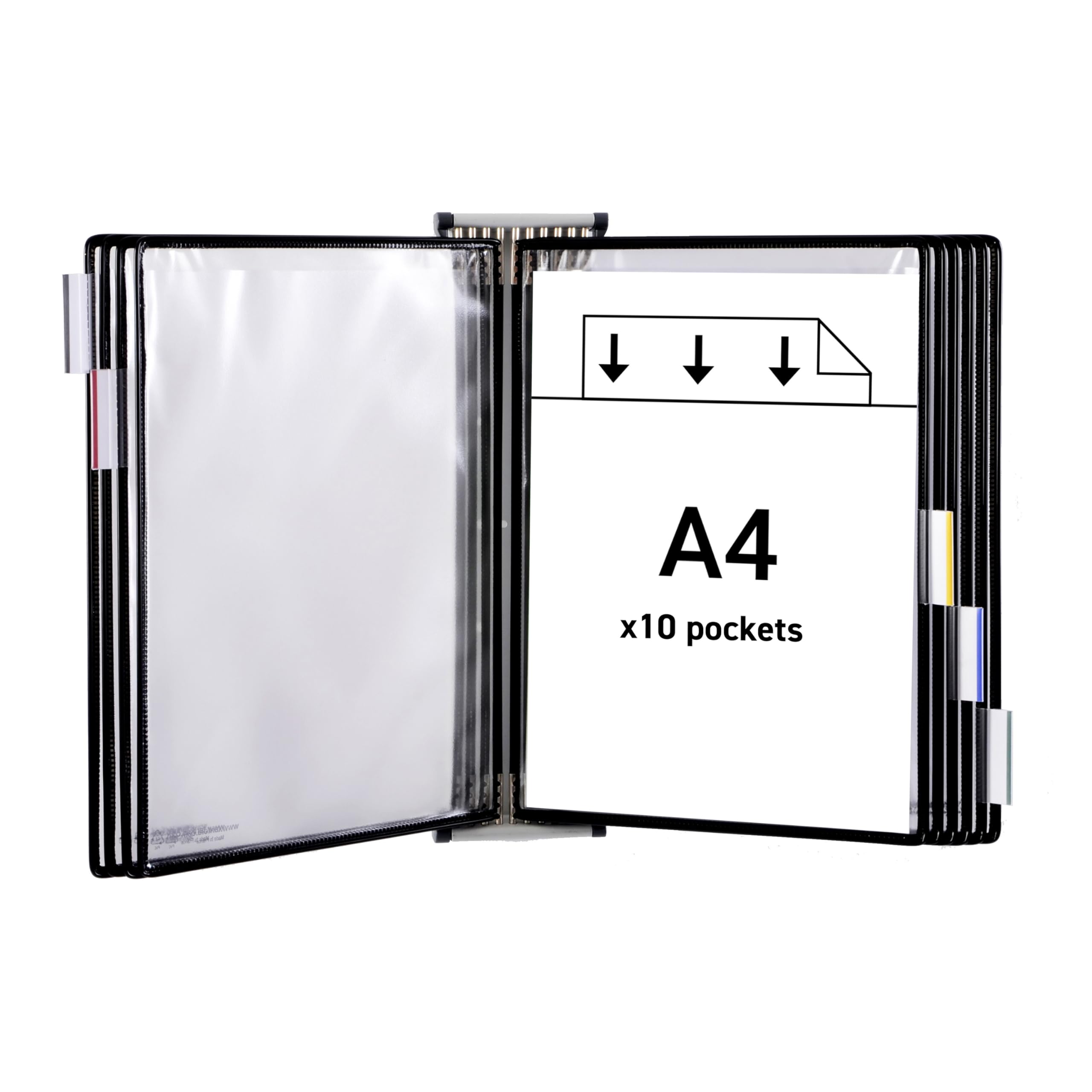 Tarifold TAA414107 A4 Wall Unit with 10 Pockets - Black