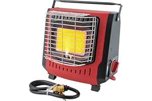 GASPOWOR Dual Fuel Portable Heater with self ignition,Fuel by Butane/Propane,Tip-over|Low-Oxygen Safety Shutoff, Camping Heater for Tents,Portable Outdoor Heater 9000BTU for Patio,Camping,Hiking