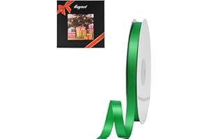 LIUYAXI Green Double Faced Satin Ribbon, 3/8" X Continuous 25 Yards, Ribbons Perfect for Gift Wrapping Bows Bouquet Wedding Decor DIY Craft and More