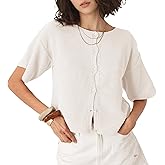 Ainangua Womens Casual Cardigan Summer Short Sleeve Crew Neck Button Down Knit Sweater Tops Lightweight Travel Outfits