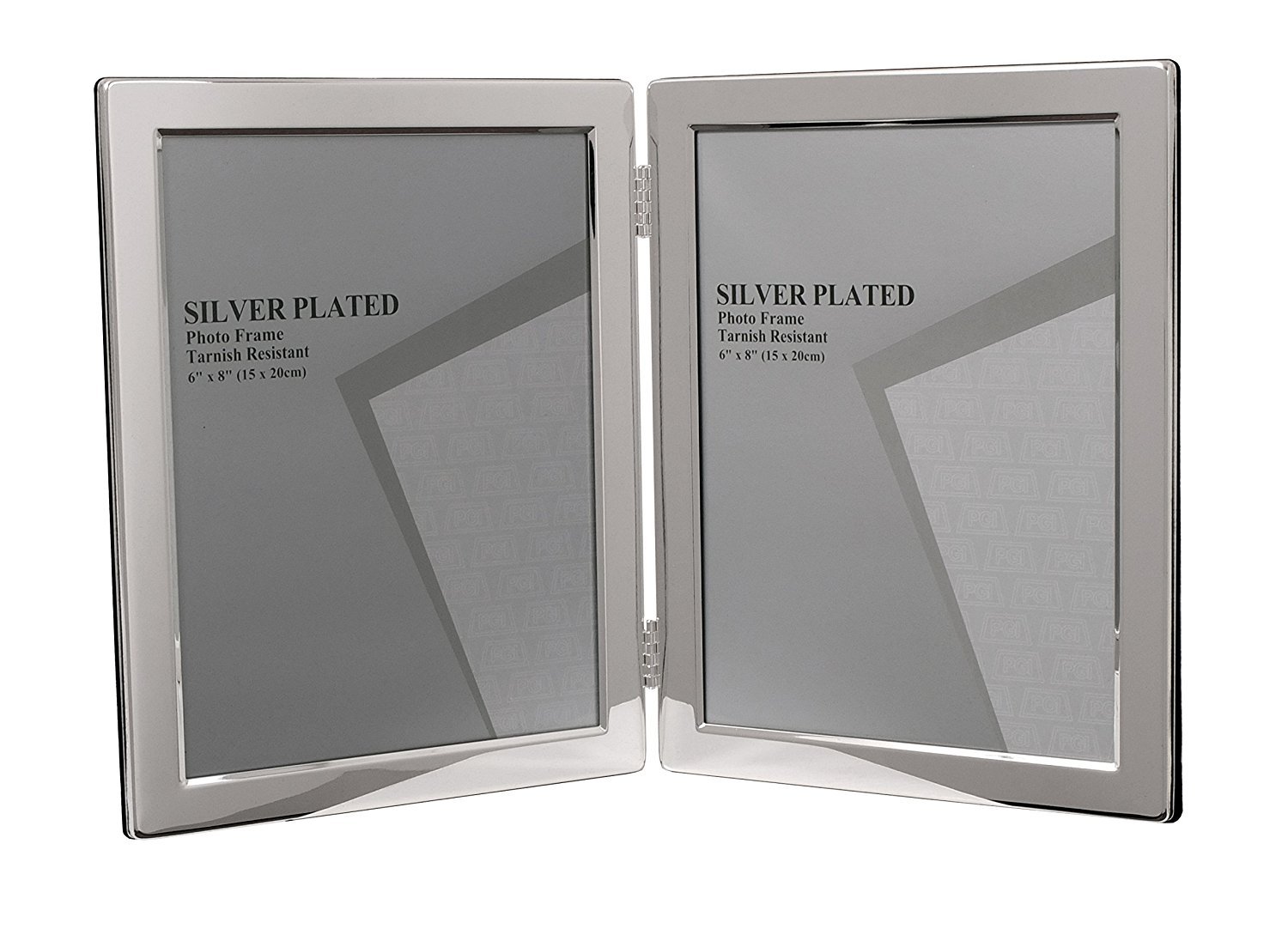 Double Silver Picture Photo Frame 6" x 8" Narrow Edge (Portrait)