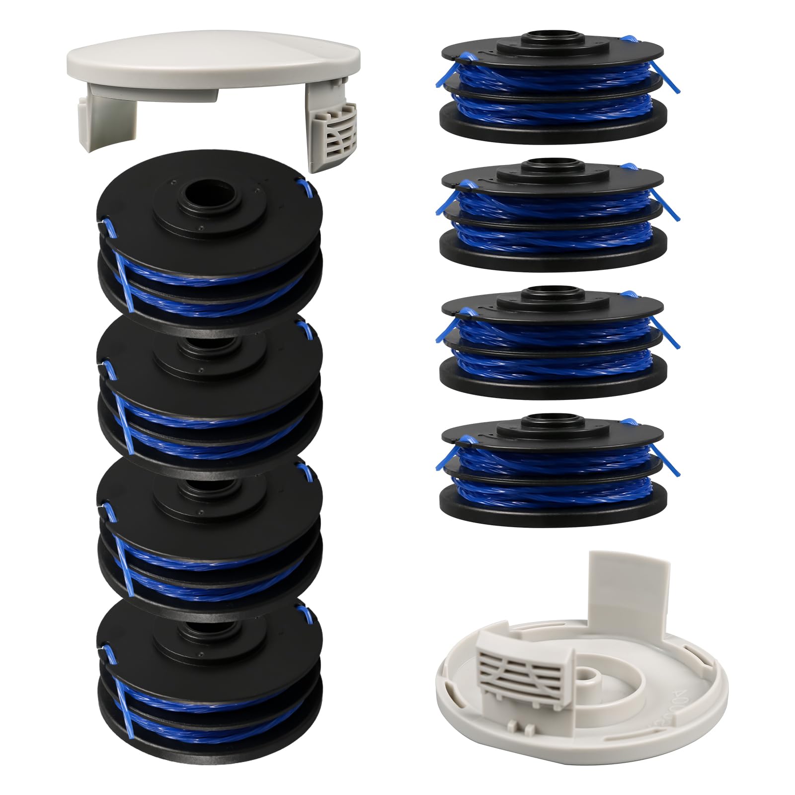 Spool Line for Ryobi 5132002670 RAC123, Trimmer Replacement Thread Spool fit for RLT4027, RLT4125, RLT5027, RLT6030, RLT5127, RLT6130 (8 Spool + 2 Cover)