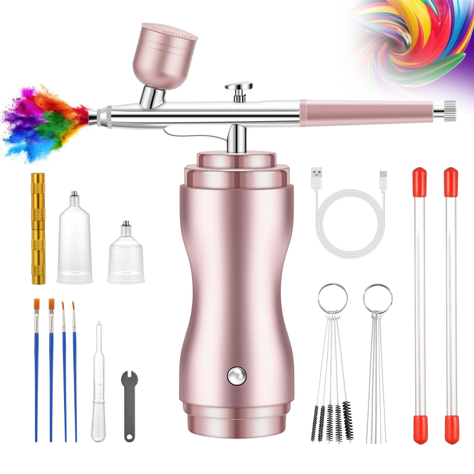 Photo 1 of Gocheer Airbrush kit with Compressor Cordless - Rechargeable 48PSI High-Pressure Air Brush Set with 0.3mm Nozzle and Cleaning Brush, for Nails, Makeup, Painting