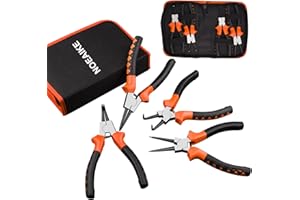 NOEAIKE Snap Ring Pliers,4-Pack 7 Inch Heavy Duty Internal&External Circlip Pliers Set(Tip 5/64”),CRV Lock Ring Pliers,Straight/Bent C Clip Pliers for Ring Remover Retaining with Portable Pouch