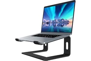 SOUNDANCE Laptop Stand, Aluminum Computer Riser, Ergonomic Laptops Elevator for Desk, Metal Holder Compatible with 10 to 15.6 Inches Notebook Computer, Black