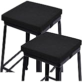 baibu 14 Inch Memory Foam Non Slip Stool Cushion Square Set of 2, Dual-Layer Design Bar Stool Cushions with Ties Square Chair Pad for Stackable Kitchen Stools, Black (14'' (35CM))