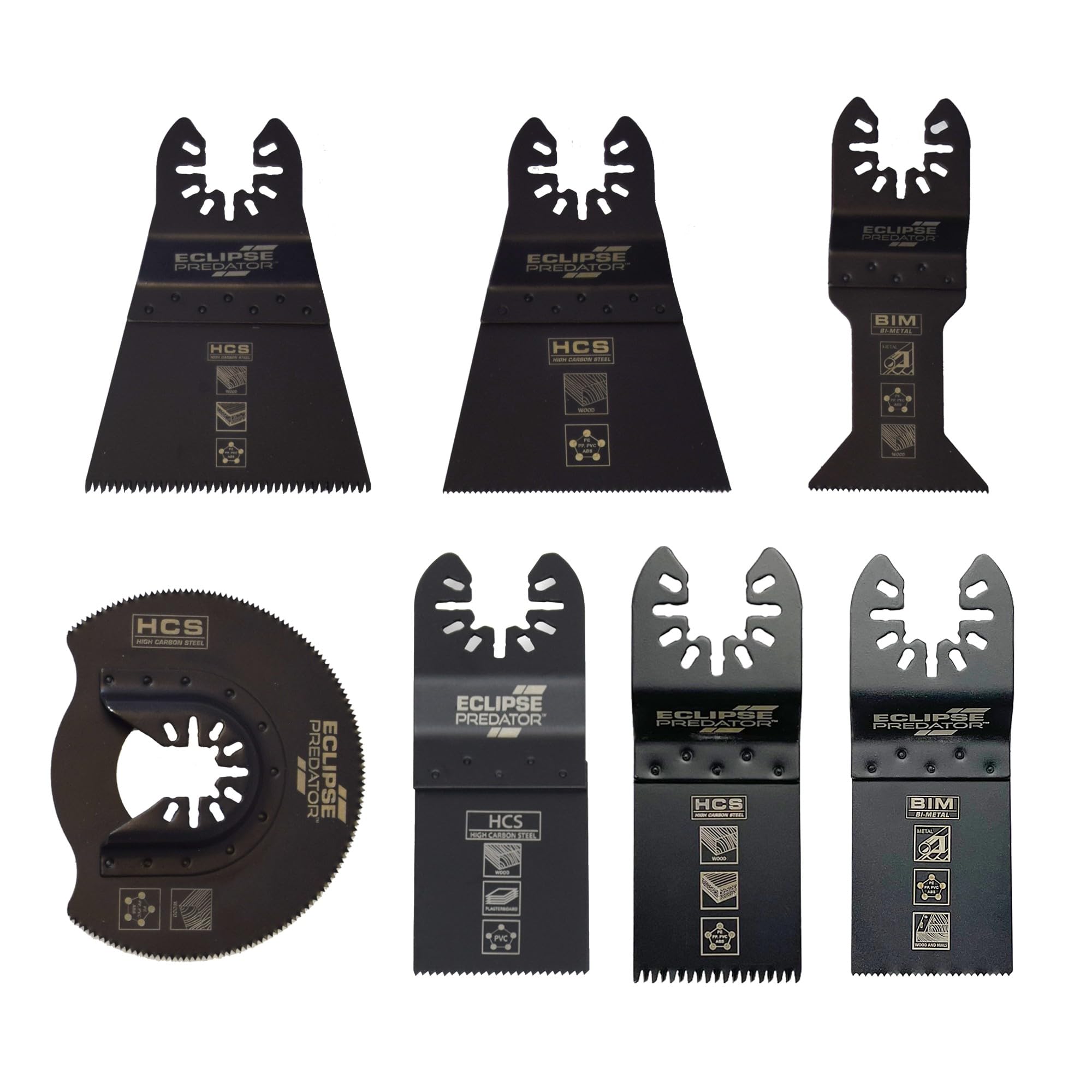 Eclipse Professional Tools EC-M7SET 7 Piece Wood and Metal Cutting Oscillating Blade Set