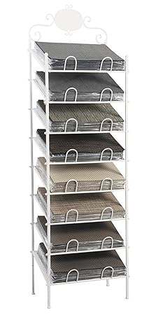 Verkaufsständer für Tischsets aus weiß lackiertem Metall, 51 x 34 x 177