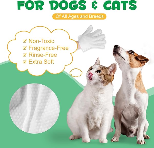 CLEANING GLOVES FOR DOG AND CATS,8PCS,CLEANER WIPES FUR PET FOR EARS, FACE, PAWS, COAT AND SKIN,NOURISH FUR COCONUT OIL GROOMING CLEANER WIPES PET BATHING GLOVES WIPES FOR DAILY CARE AND TRAVELING