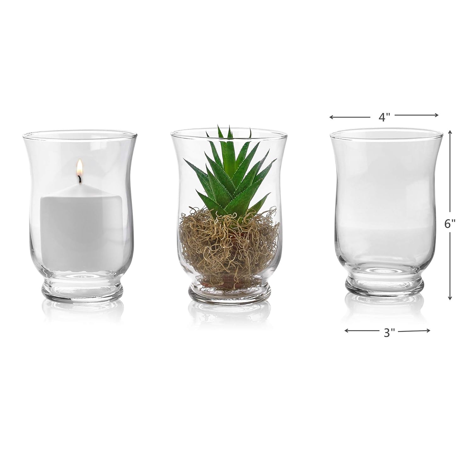 Home Decoration Perfect As A Wedding Centerpieces Flower Vase Multi Use Pillar Candle Holder Set Of 3 Glass Hurricane Vases 6 Inch Tall X 4 Inch Opening Home Kitchen Vases Femsa Com