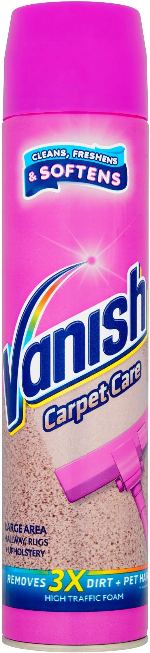 Vanish Carpet Cleaner + Upholstery, Power Foam Shampoo, Large Area Cleaning, 600 ml Amazon.co