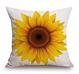 TSSOHU Sunflower Flower Cotton Burlap Linen Throw