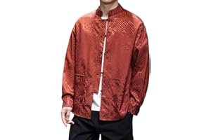 WQHANFU Mens Chinese Traditional Shirt and Tang Suit Men with Silk Embroidery Kung Fu Shirt Men Shirts Casual