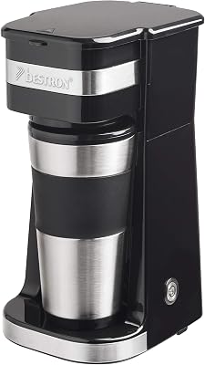 Caffettiera con tazza isolata, caffettiera da campeggio per caffè macinato con filtro, piccola caffettiera per 2 tazze grandi, 750 watt, acciaio inox, colore: argento