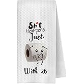GCFET Funny Bathroom Hand Towels - Funny Hand Towels for Bathroom, Funny Bathroom Decor, Just Roll with It Decorative Hand Towels for Bathroom, Funny Bathroom Gifts, 16x24 Inch