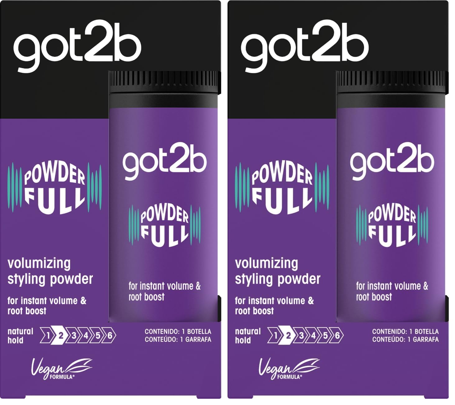 Got2b Powder'ful Volume Unisex Root Hair Styling Powder, For Instant Volume and Root Boost, Vegan, 10g (Pack of 2)
