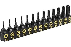 LEXIVON Tamper Proof Torx Bit Set, Premium S2 Alloy Steel | 13-Piece Security Star Bits, T4 - T40 | Precision CNC Machined (L