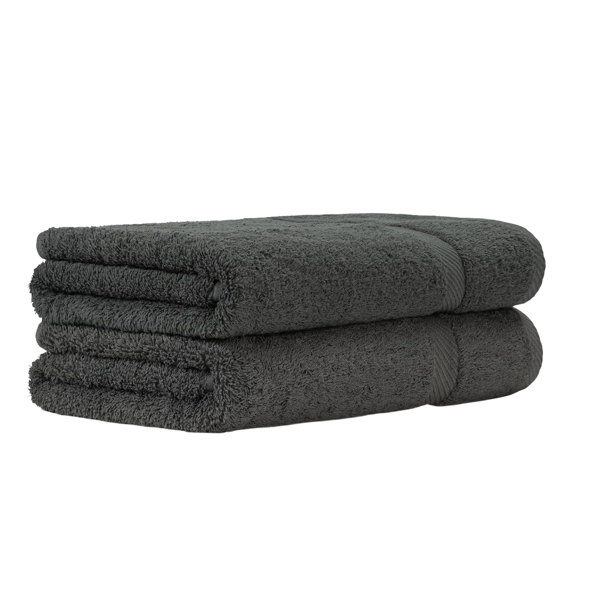 Luckytowel Duschtuch Set 70x140 cm – Oeko-TEX Badetücher aus 100% Baumwolle mit 600 g/m² – Badehandtuch groß mit Aufhängeschlaufe – flauschig & saugstark – Frottee Handtücher Set – 2er Pack Anthrazit