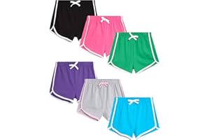 Dreamstar Girls' Active Shorts - 6 Pack Athletic Gym Dolphin Shorts (Size: 7-16)