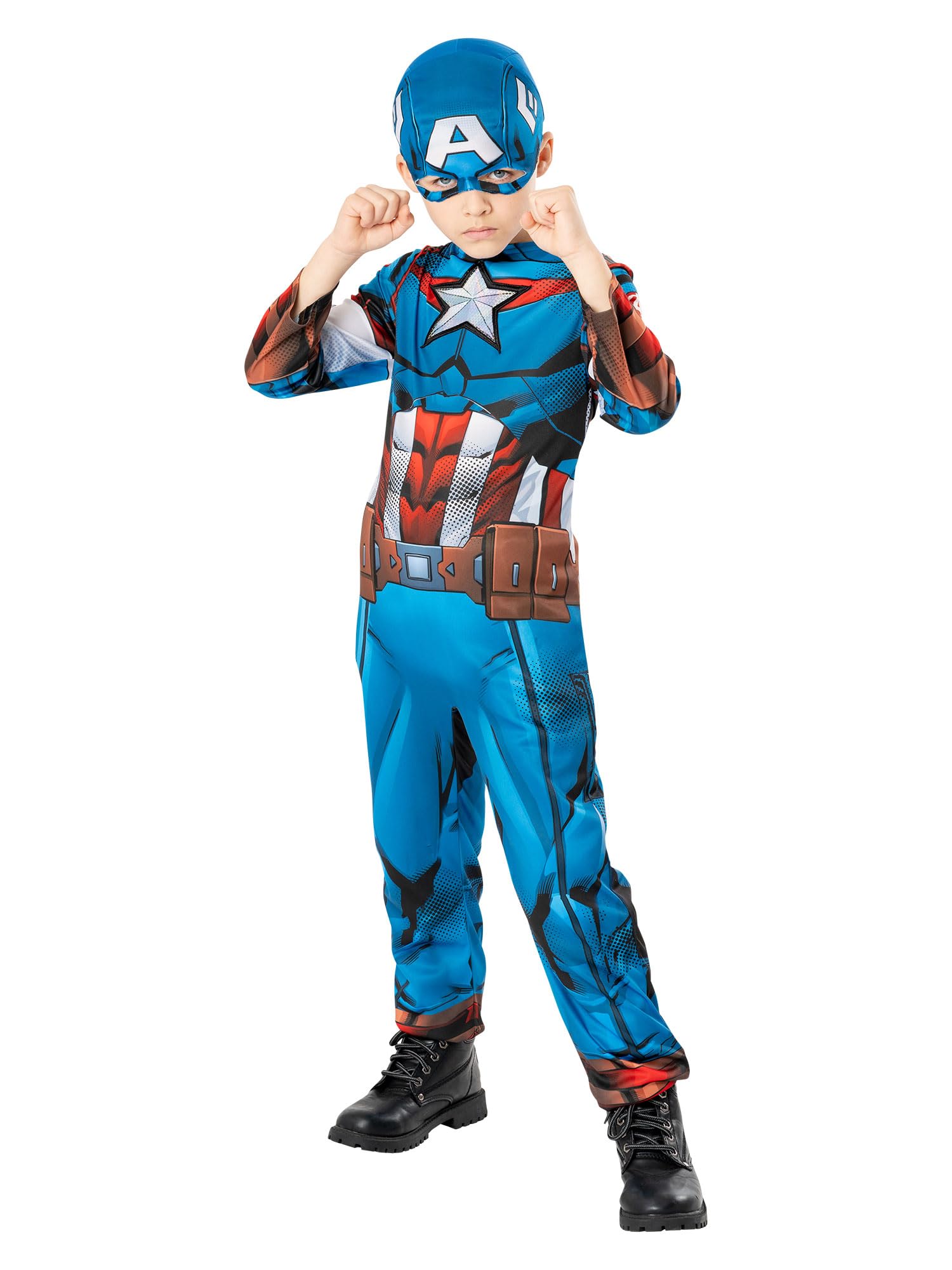 Rubies 3013255-6 Captain America Green Collection Child Costume Kids Fancy Dress, Boys, Multicoloured, 5-6 Years Halloween