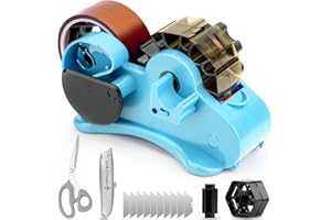 THINKLEARN Heat Tape Dispenser - Sublimation Heat Transfer Tape Dispenser with Scissors and Utility Knife, 1 '' & 3'' Core, Multi-Roll Pre-Cut Tape Dispenser for Crafting, PreCut 1.4'' Pieces, Blue