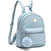 Girls Fashion Mini Backpack Purse Small Cute Plaid Leather Women Backpacks Little Bag, Mint Blue