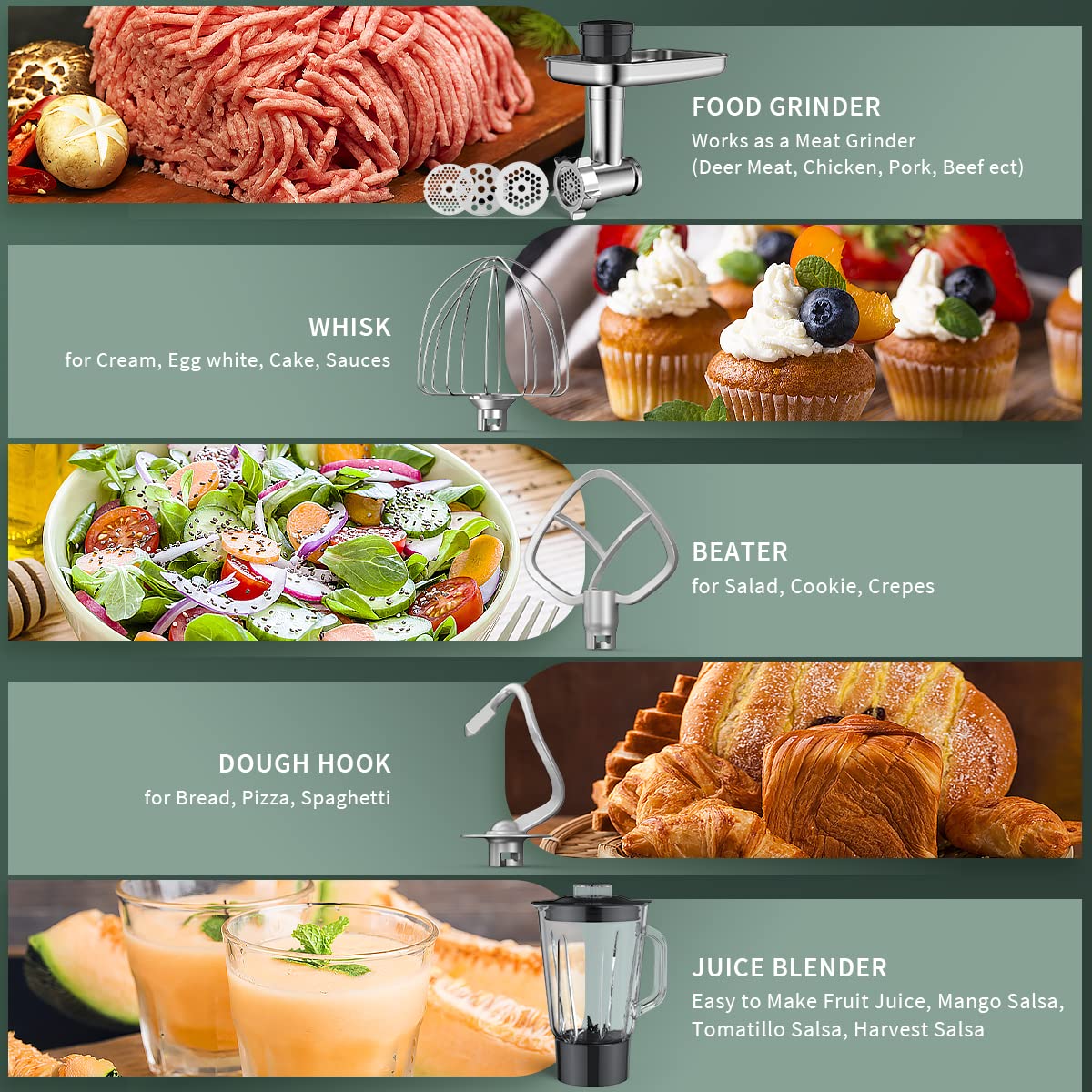 Stand Mixer, [2022 Ver] Updated Fermentation Dough Mixer 6+F, 5IN1 Multifunctional Household