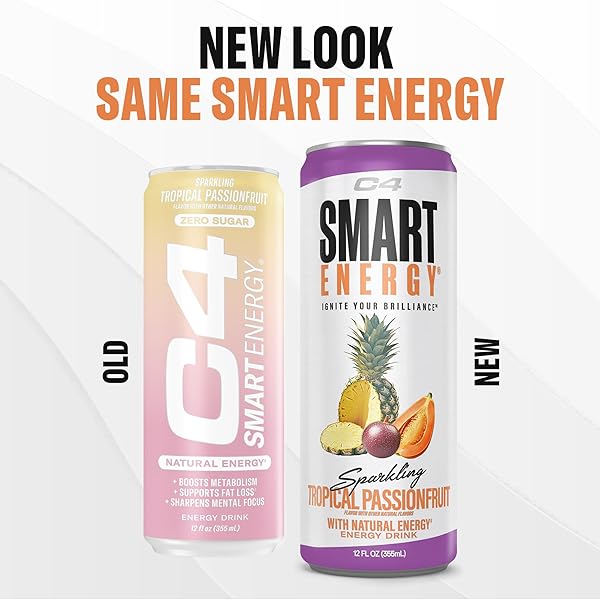 CELLUCOR C4 SMART ENERGY DRINKS VARIETY PACK, SUGAR FREE PERFORMANCE FUEL & NOOTROPIC BRAIN BOOSTER, COFFEE SUBSTITUTE OR ALTERNATIVE, 4 FLAVOR TROPICAL OASIS VARIETY 12 PACK