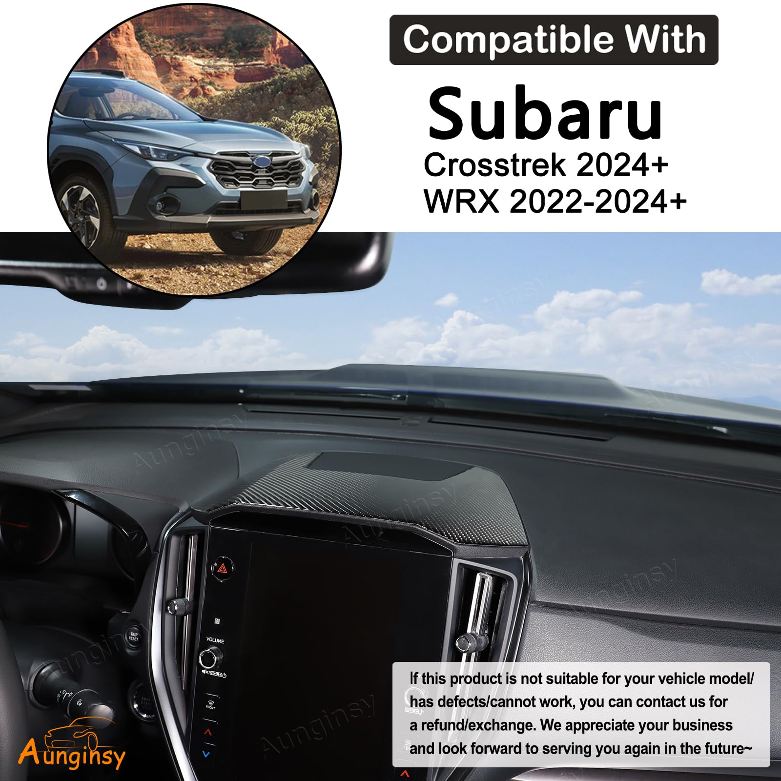 Condition photo showing New/Like New for aunginsy central control dashboard meter panel trim compatible with subaru crosstrek 2024+/wrx 2022-
