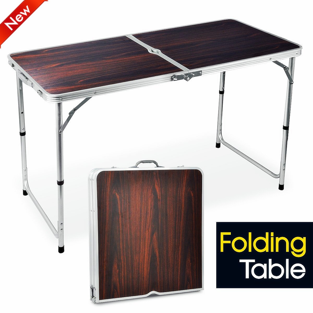 popamazing 4ft Aluminum Portable Folding table Camping Picnic Party