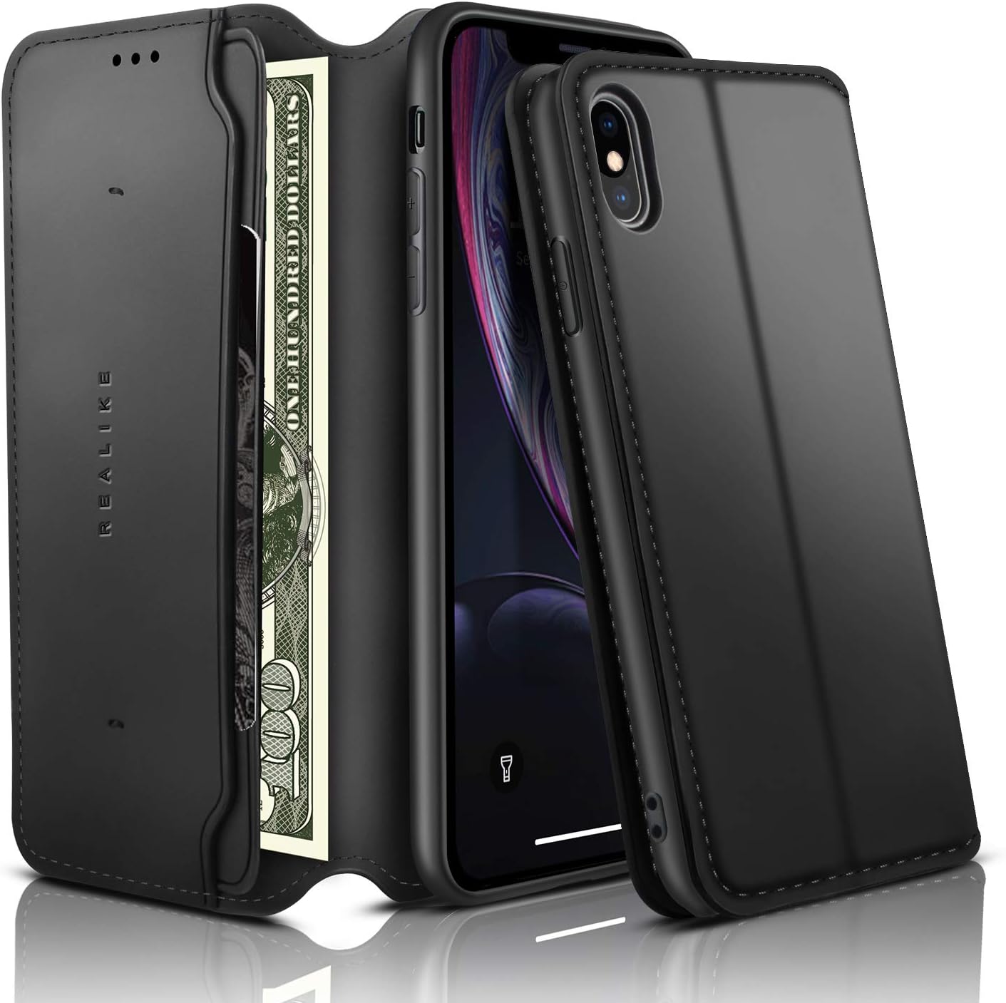 Amazon Com Realike Iphone Xs Max Wallet Case Leather Folio Flip