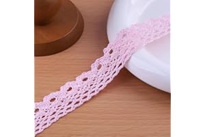 DYSHIPEN 20 Yards x 1 Inch Lace Ribbon Vintage Lace Trim Crochet Cotton Lace Edge for Christmas Package DIY Sewing Wedding Bridal Dress,Costume,Crafts and Sewing (Light pink)