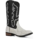 Lyrisiphy Cowboy Boots for Men Square Toe Embroideried Western Boots Traditional Country Boots Durable Work Boots