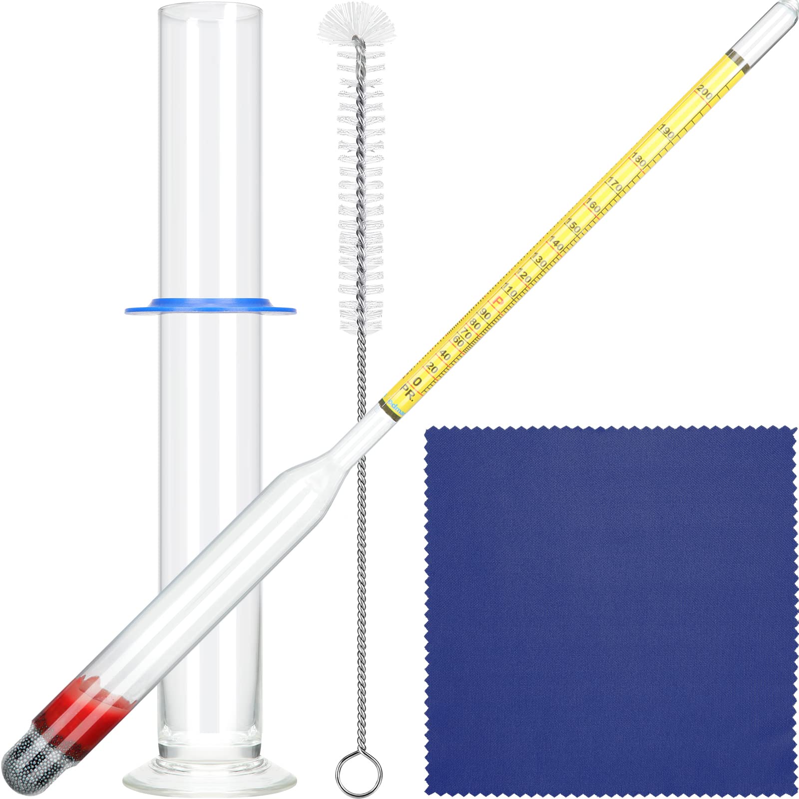 Photo 1 of Chengu Hydrometer Alcohol Meter Test Kit 0-200 Proof with Glass Cylinder, Brush and Dust Cloth, Distilling Moonshine Alcoholmeter for Proofing Distilled(Stylish Style)