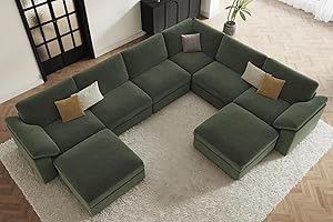 EASE MOOSE Extra Large Sectional Modular Sofa,Oversized U Shape Sectional Couch Wide Deep Seat Modular Cloud Couch,Green