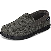 Garonne Men's Moccasin Slippers with Memory Foam for Indoor/Outdoor, Breathable Knit House Shoes with Nonslip Rubber Sole