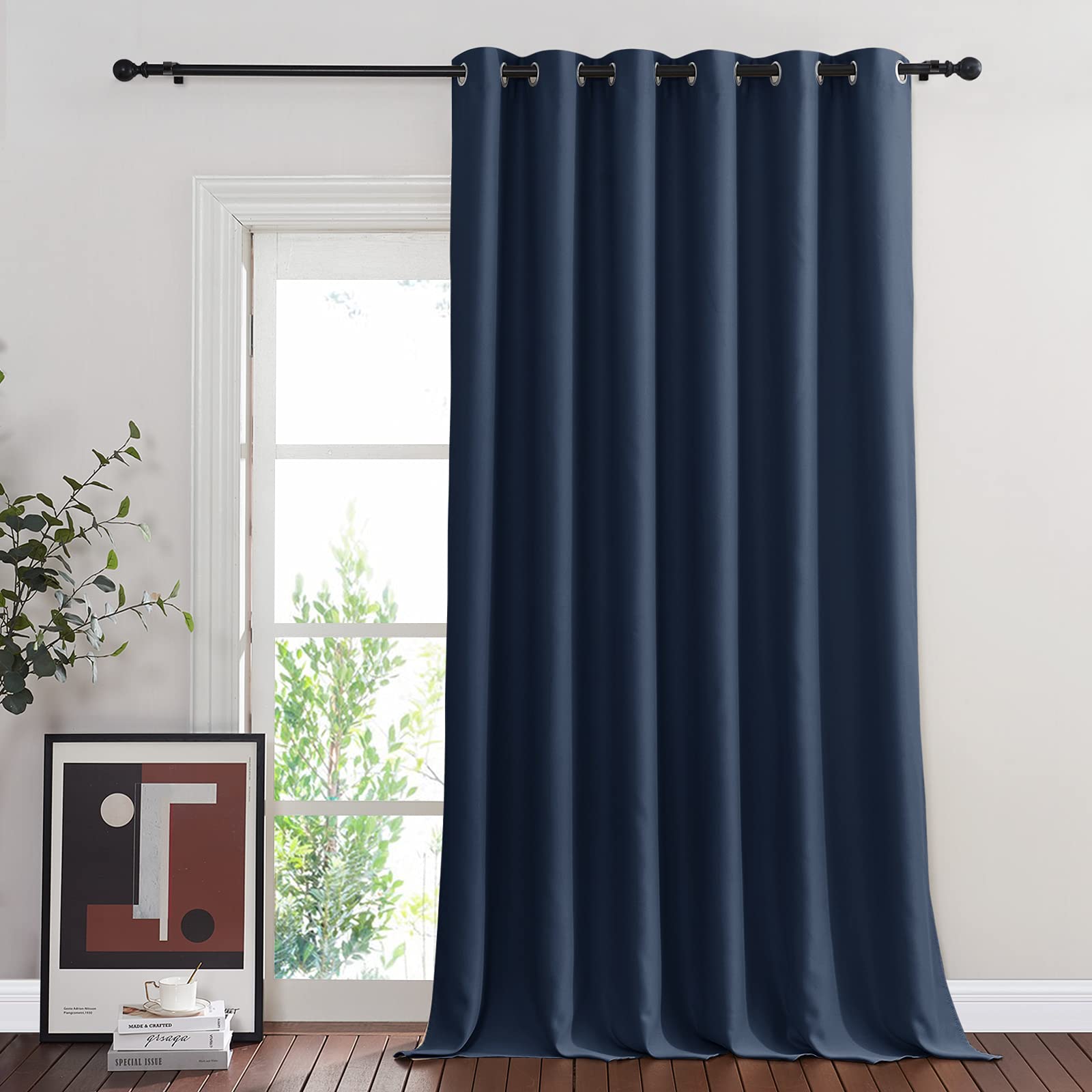 Photo 1 of **BEIGE**NICETOWN Navy Blue Blackout Room Divider Curtains 90 inch Length, Grommet Energy Saving Thermal Drapes Sound Reducing Window Treatments for Living Room, 1 Panel, W80 x L90