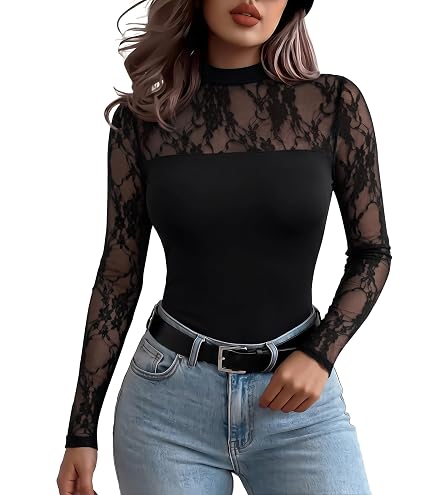 Women 2023 Fashion High Neck See Through Sheer Tops Elegant Check