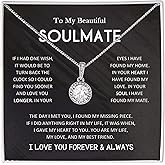 Soulmate Necklace Gift for Women – Sterling Silver Round Pendant with Sparkling Stone & Message Card – Romantic Jewelry for Wife, Girlfriend, Anniversary, Birthday