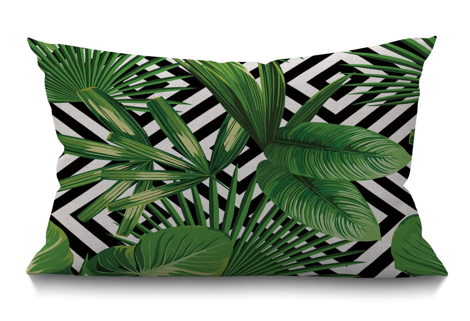 BGBDEIA Tropical Palm Leaves Cushion Cover Summer Exotic Jungle Plant Tropical Palm Leaves Cotton Linen Decorative Rectangular Throw Pillow Cover Pillowcase for Sofa and Bed Couch 12"X20" 30 x 50 cm
